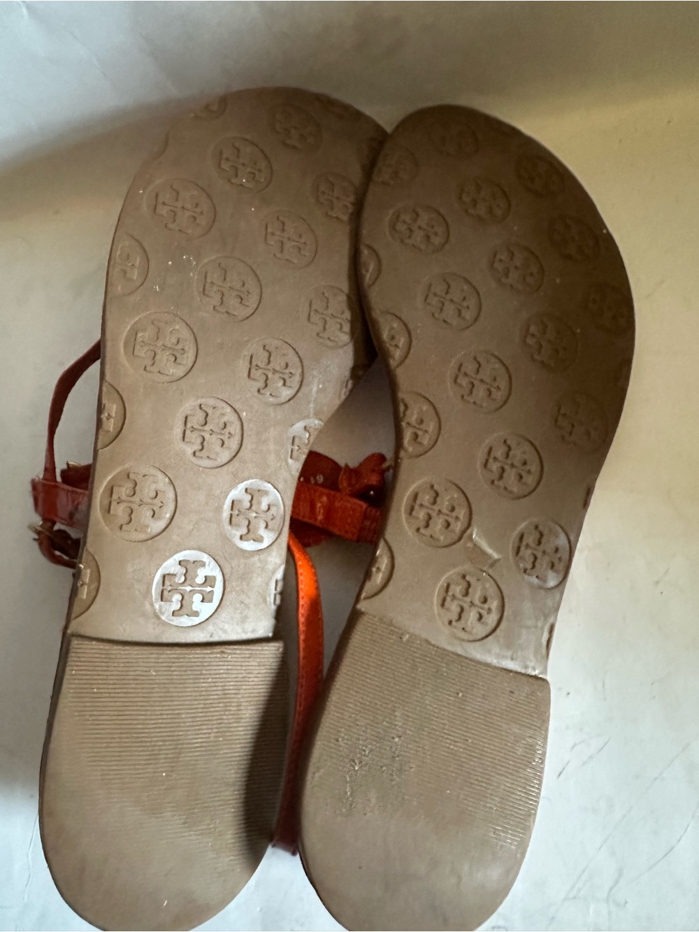 Tory Burch Orange Strappy Flat Sandals